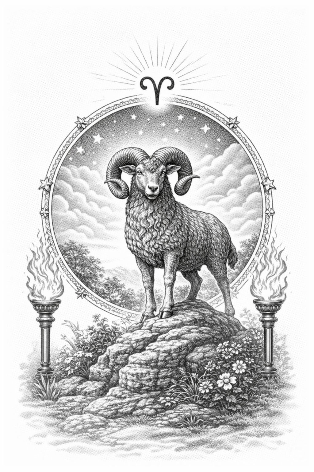 Baran zodiac sign illustration